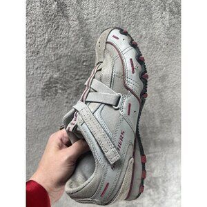 Skechers Women’s 8 Gray Slip On Biker Sneakers Walking Shoes Adjustable Straps